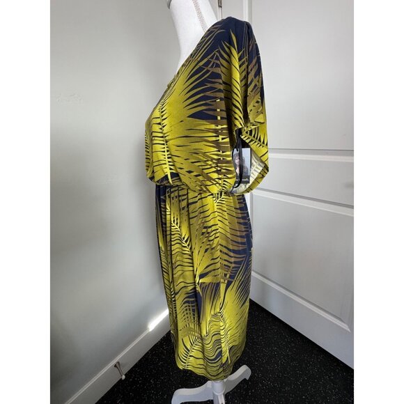 Valerie Bertinelli Womens Palm Leaf Print Dress NWT Size 6 Yellow & Black Polyes - Picture 5 of 16